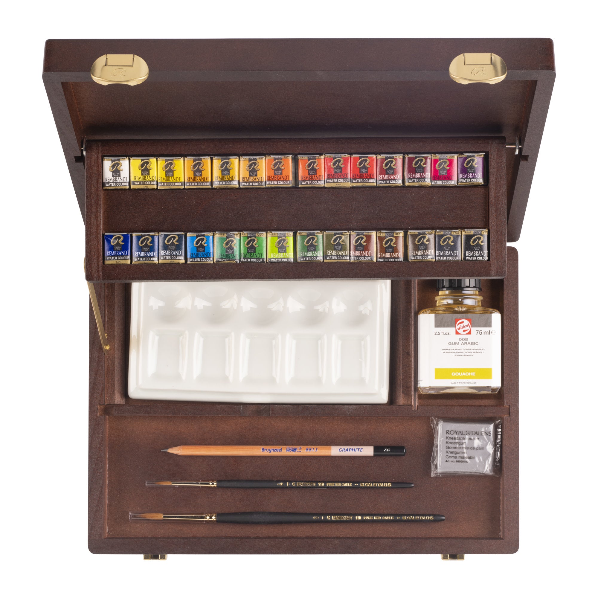 Rembrandt Aquarelverf houten kist set Professional | 28 napjes + accessoires