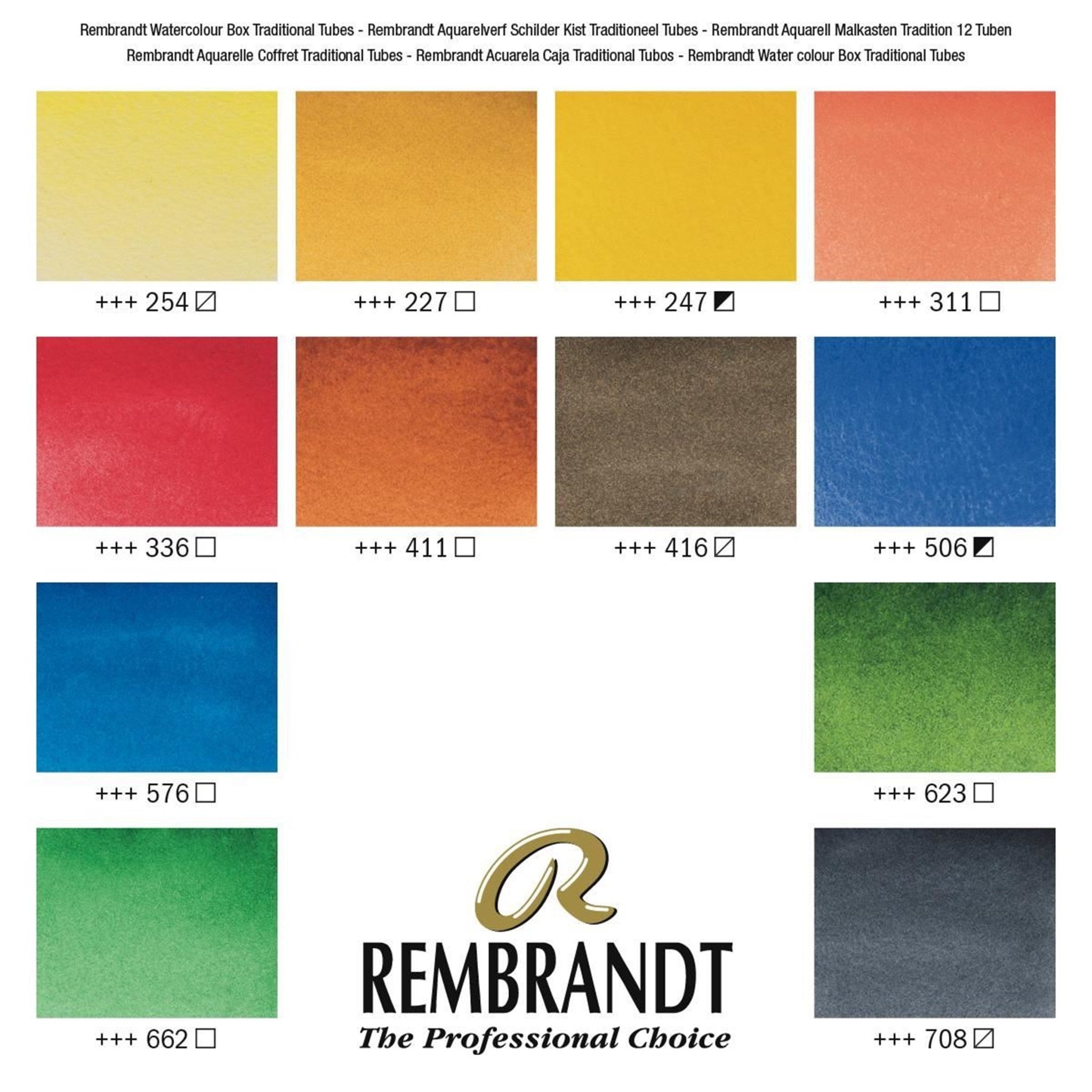 Rembrandt Aquarelverf houten kist set Traditional | 12 x 10 ml tubes + accessoires