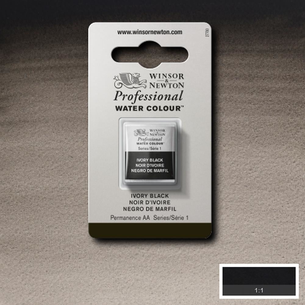 W&N pro. aquarelverf halve nap Ivory Black S1