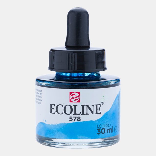 Ecoline Liquid Watercolour Bottle 30ml Sky Blue (Cyan) 578