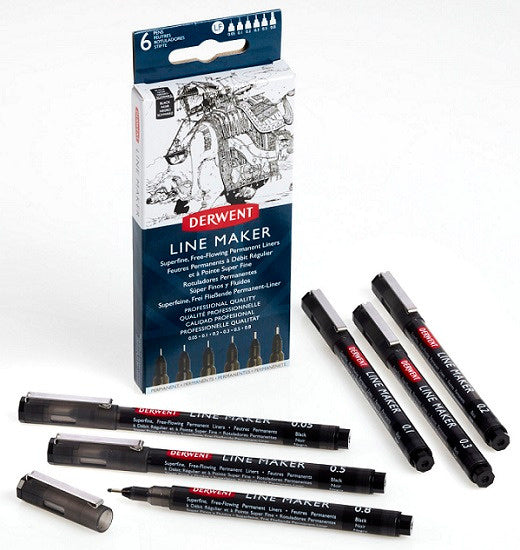 Derwent Line Maker Set Black with 6 Pens