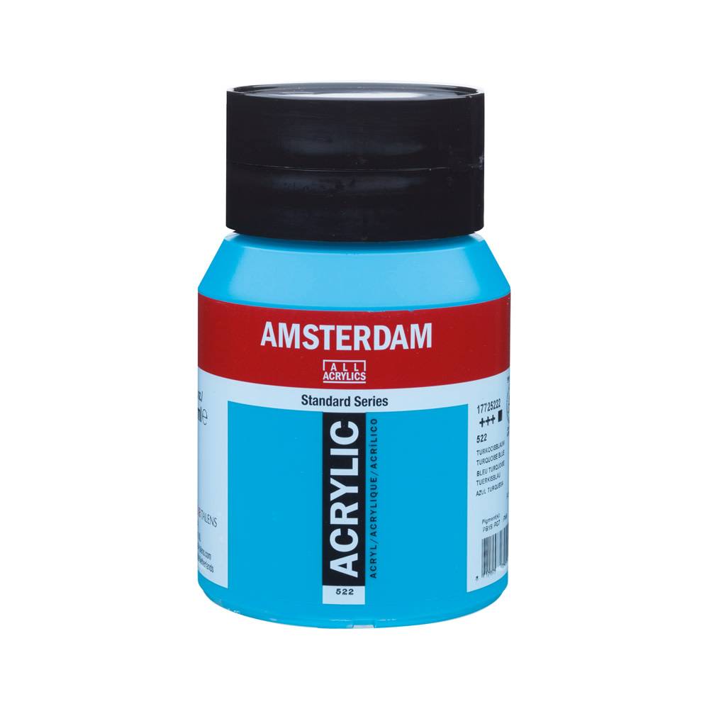 Amsterdam Standard Series Acrylic Paint Pot 500 ml Turquoise Blue 522