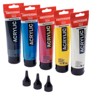 Amsterdam Standard Series acrylic paint primary set 5 x 120ml + 3 dosing nozzles