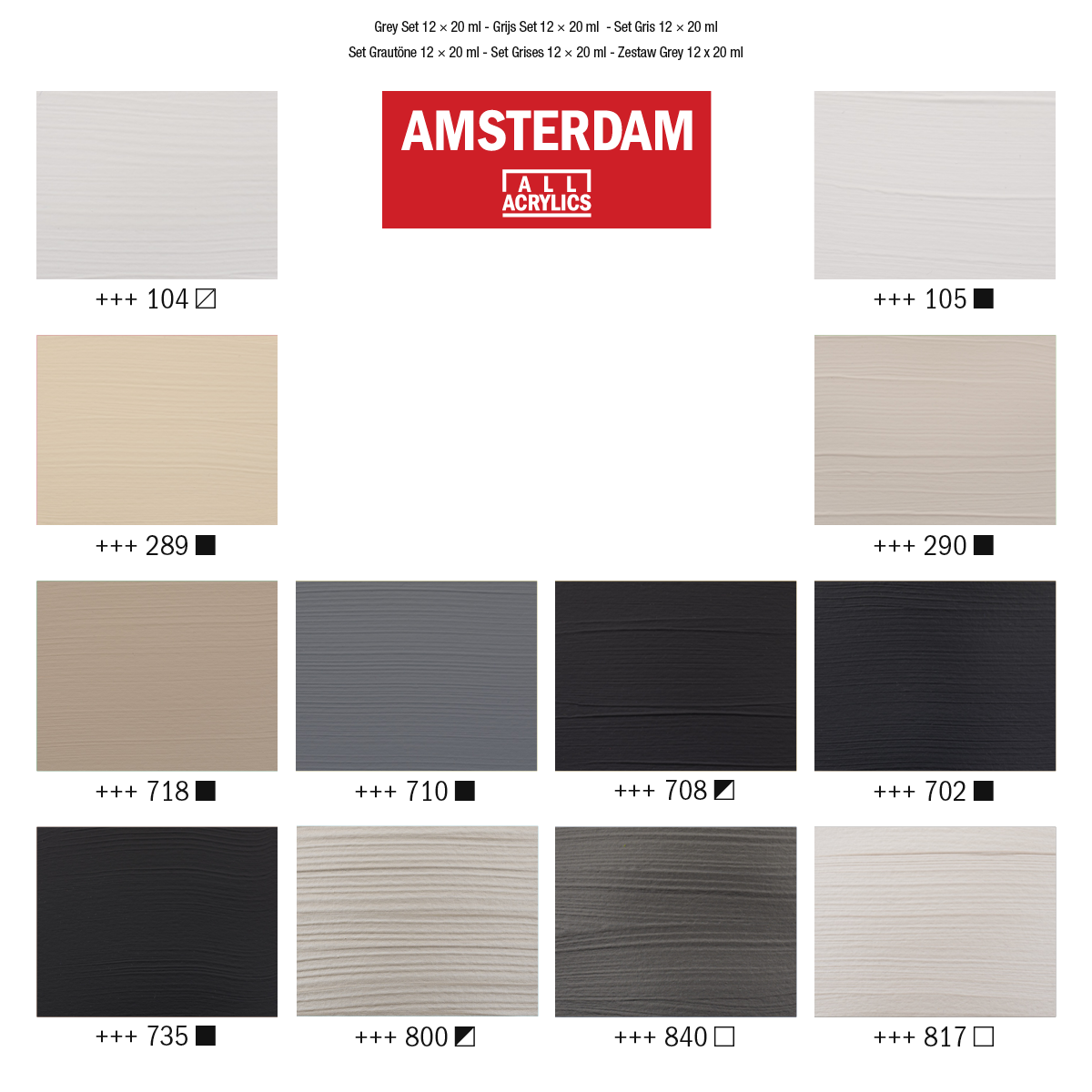 Amsterdam Standard Series acrylic paint set gray | 12 × 20 ml