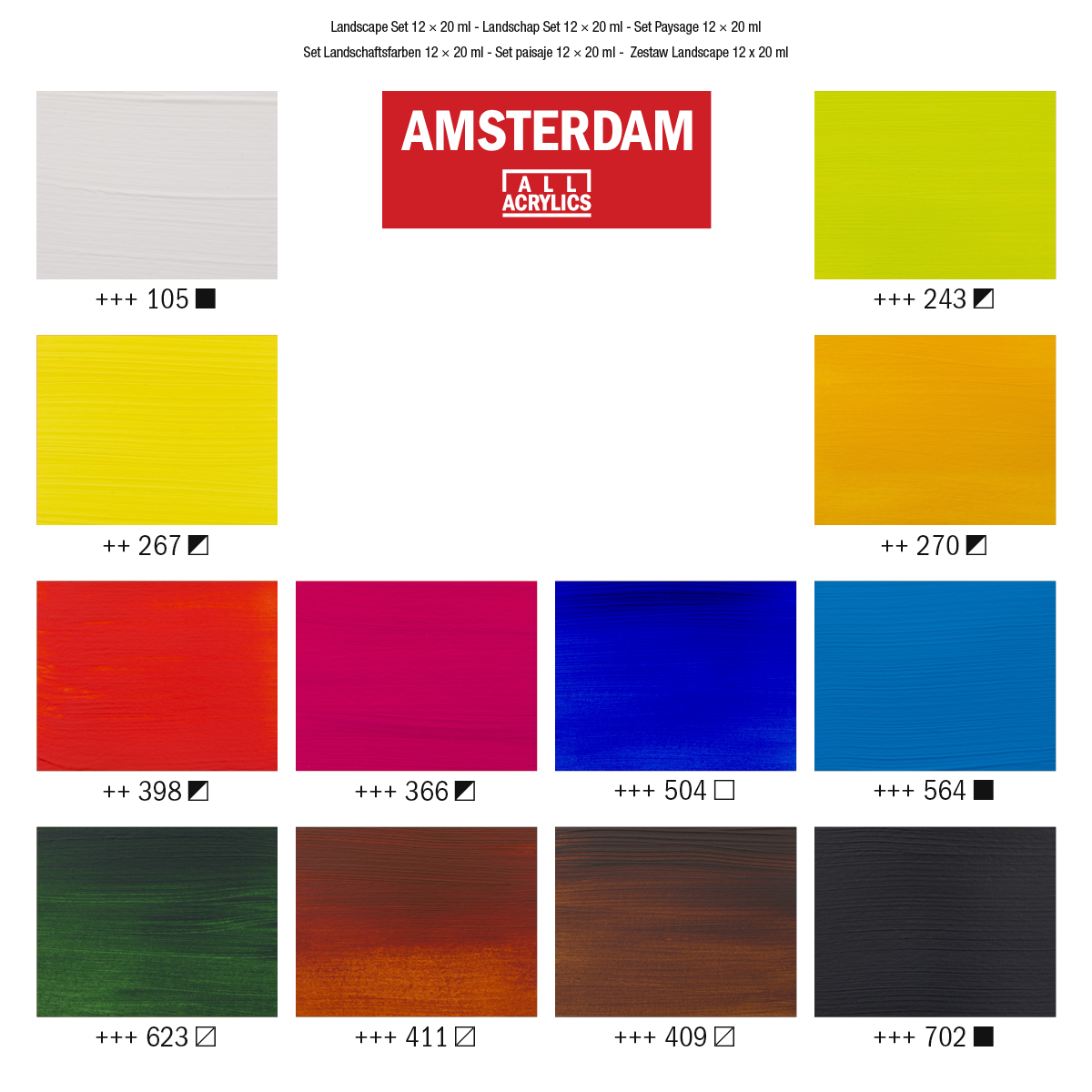 Amsterdam Standard Series acrylic paint landscape set | 12 × 20 ml
