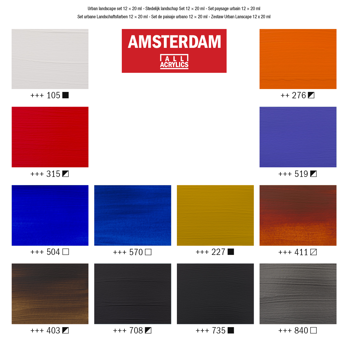 Amsterdam Standard Series acrylverf urban landschap set | 12 × 20 ml 