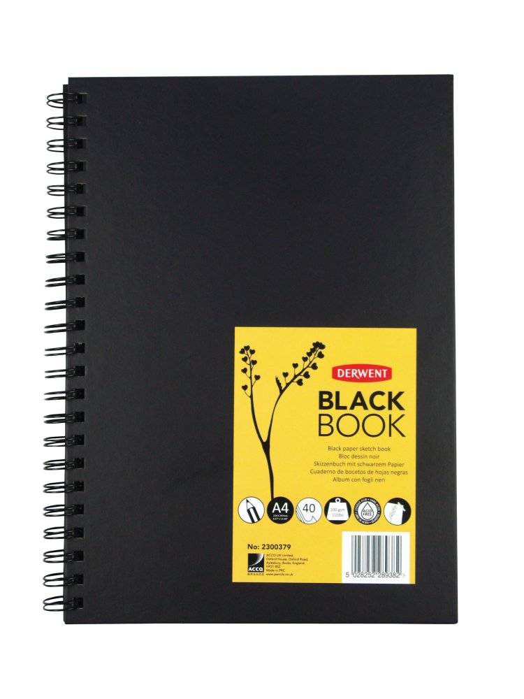 BLACKBOOK black drawing pad portrait A4