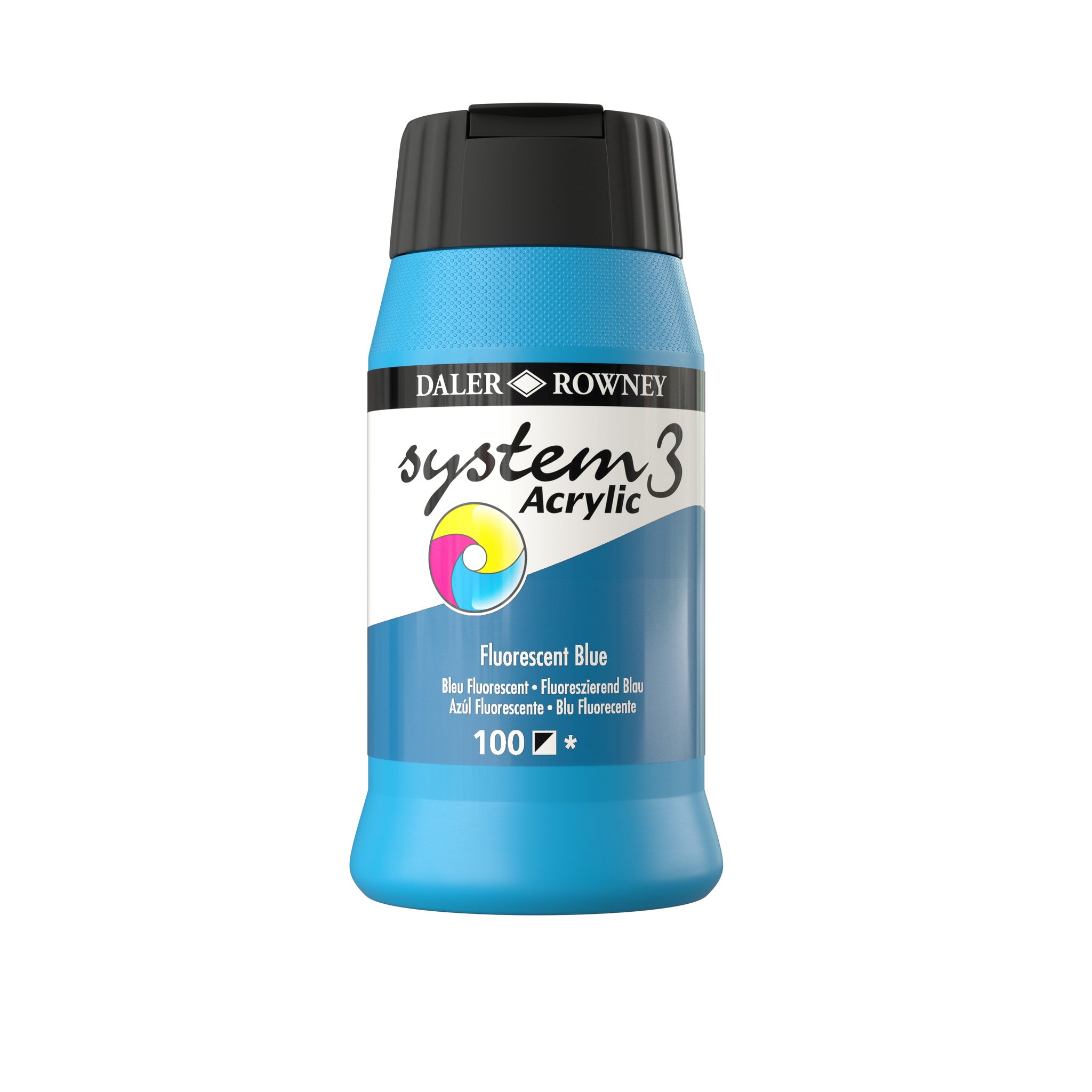 System 3 Acrylverf 500ml Potten Fluorescent Blue