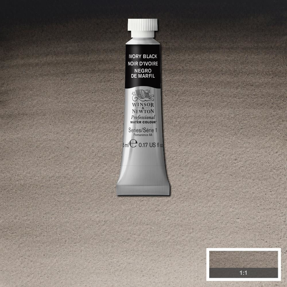 W&N pro. aquarelverf tube 5ml Ivory Black