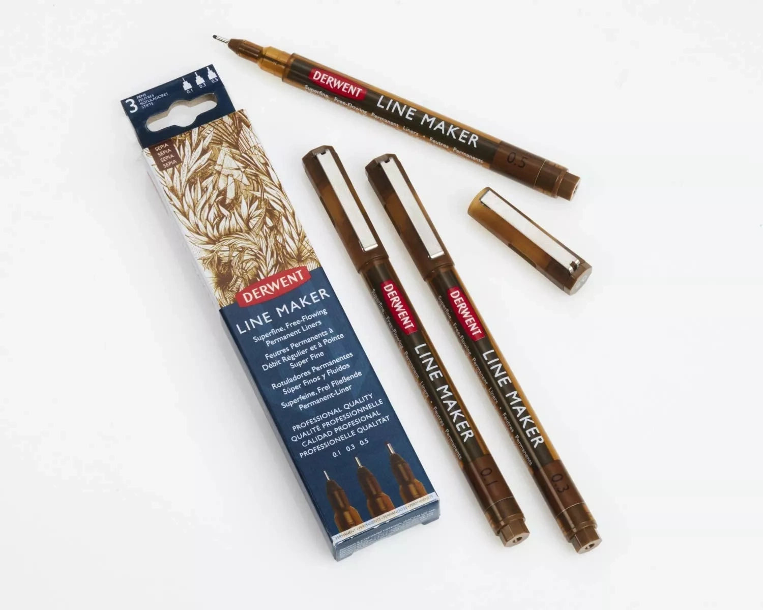 Derwent Line Maker Set Sepia with 3 Pens