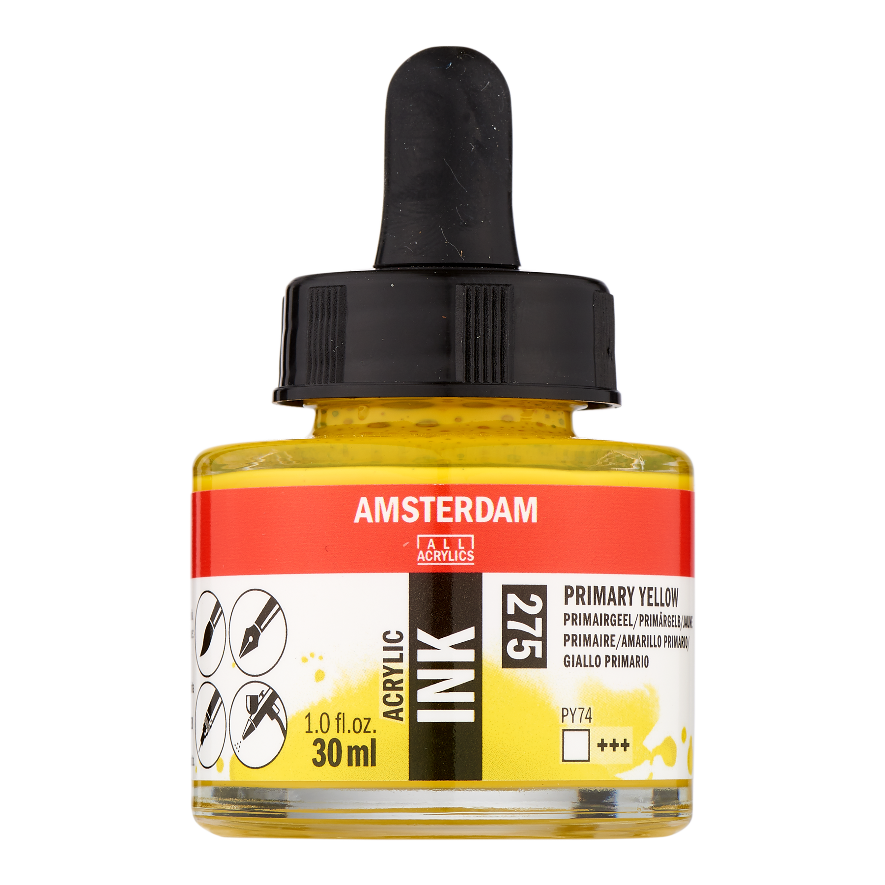 Amsterdam Acrylinkt Fles 30 ml Primairgeel 275