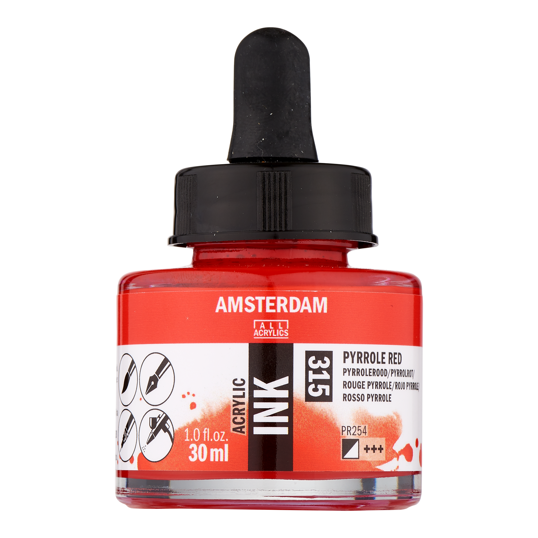 Amsterdam Acrylinkt Fles 30 ml Pyrrolerood 315