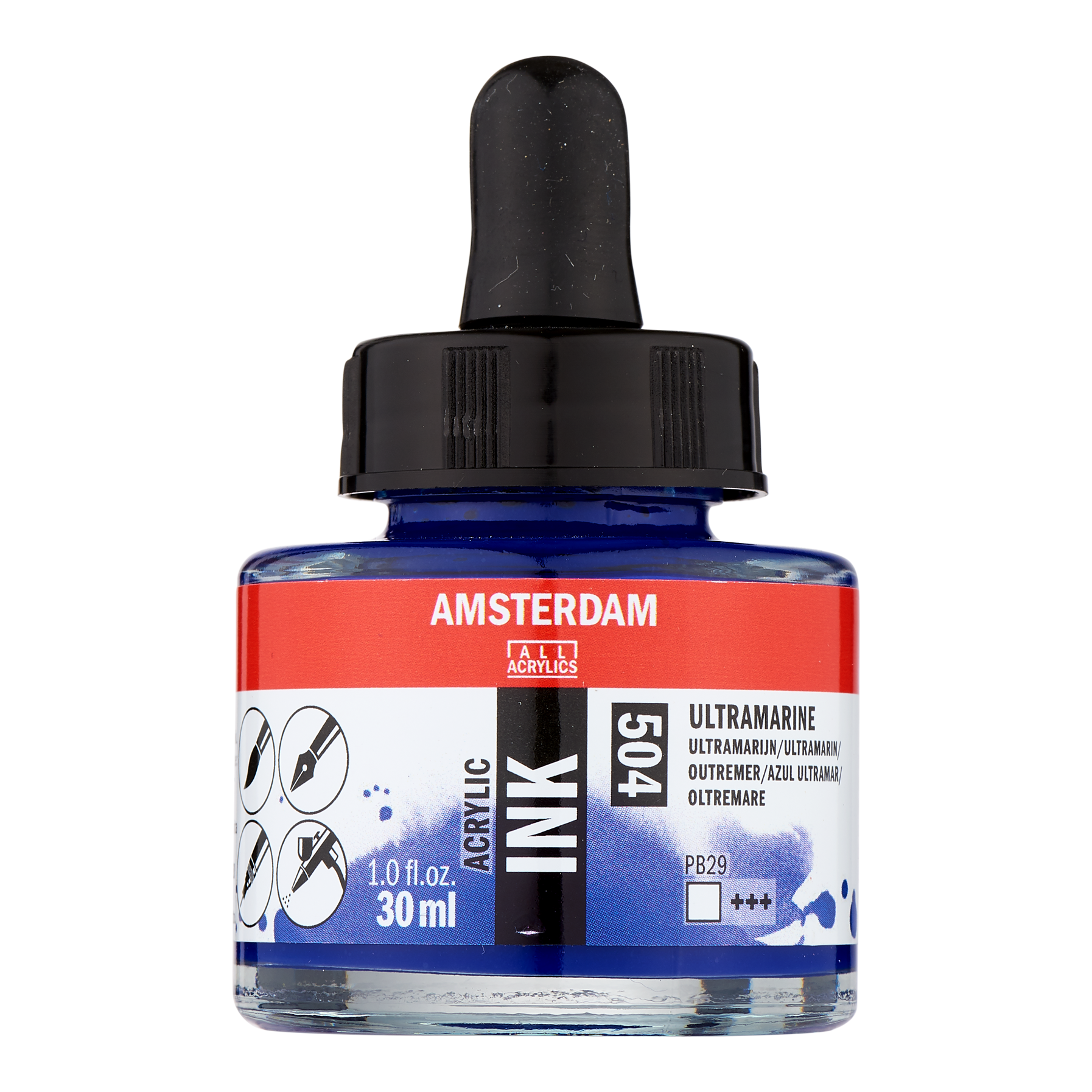 Amsterdam Acrylinkt Fles 30 ml Ultramarijn 504