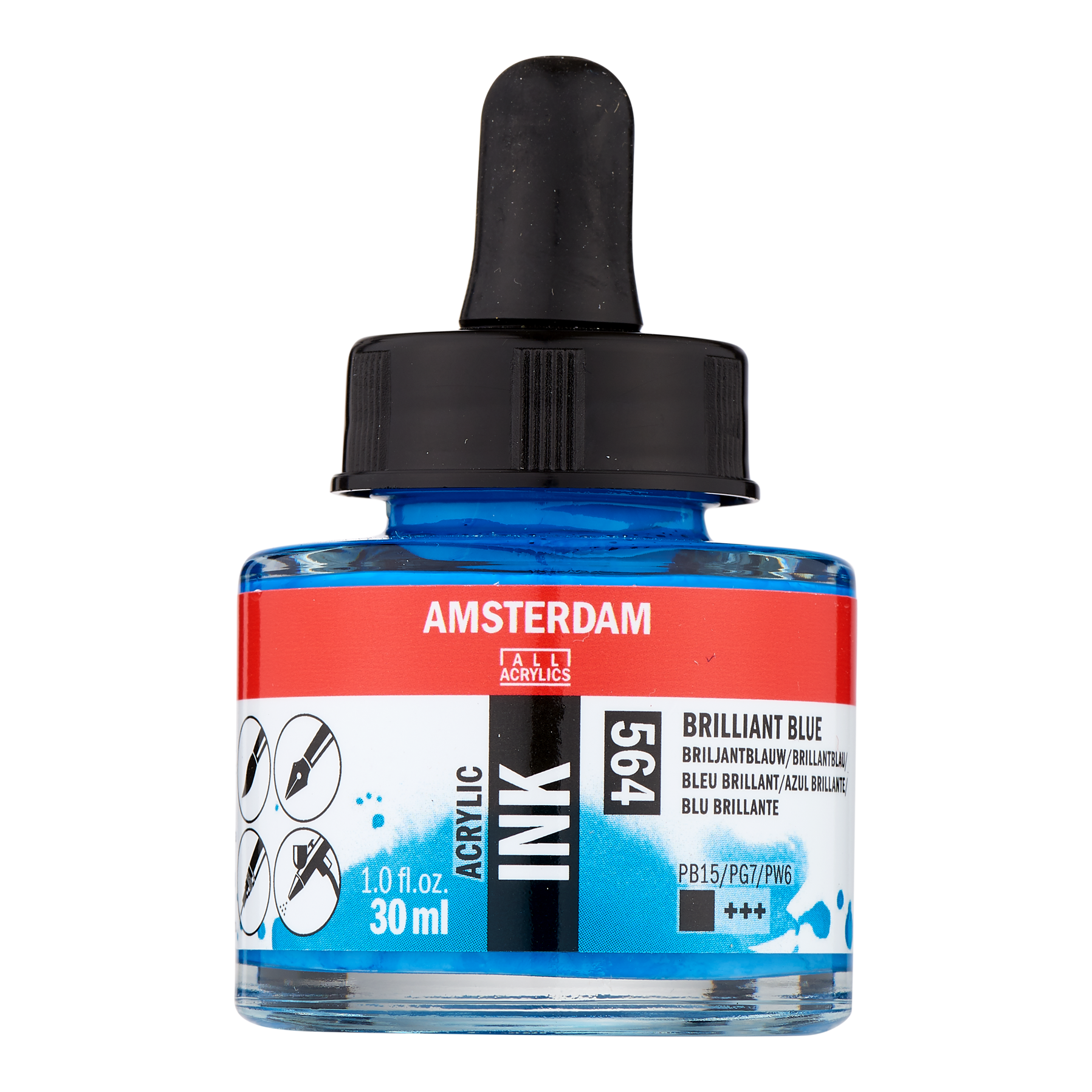 Amsterdam Acrylinkt Fles 30 ml Briljantblauw 564
