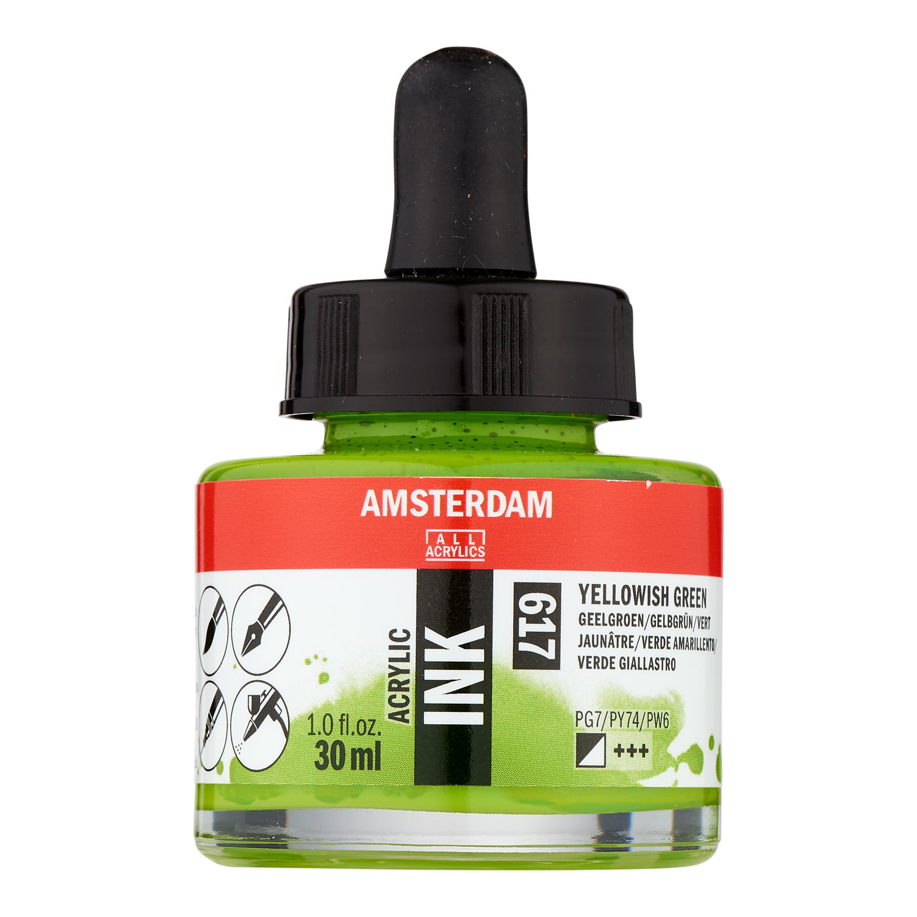 Amsterdam Acrylinkt Fles 30 ml Geelgroen 617