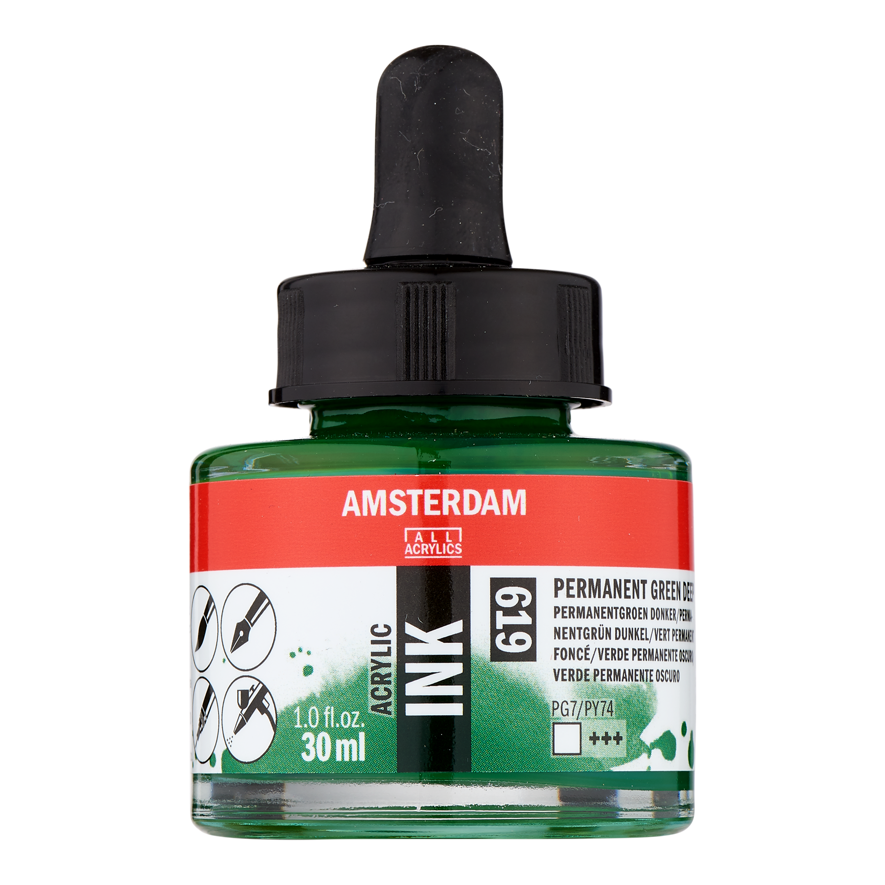 Amsterdam Acrylic Ink Bottle 30 ml Permanent Green Dark 619
