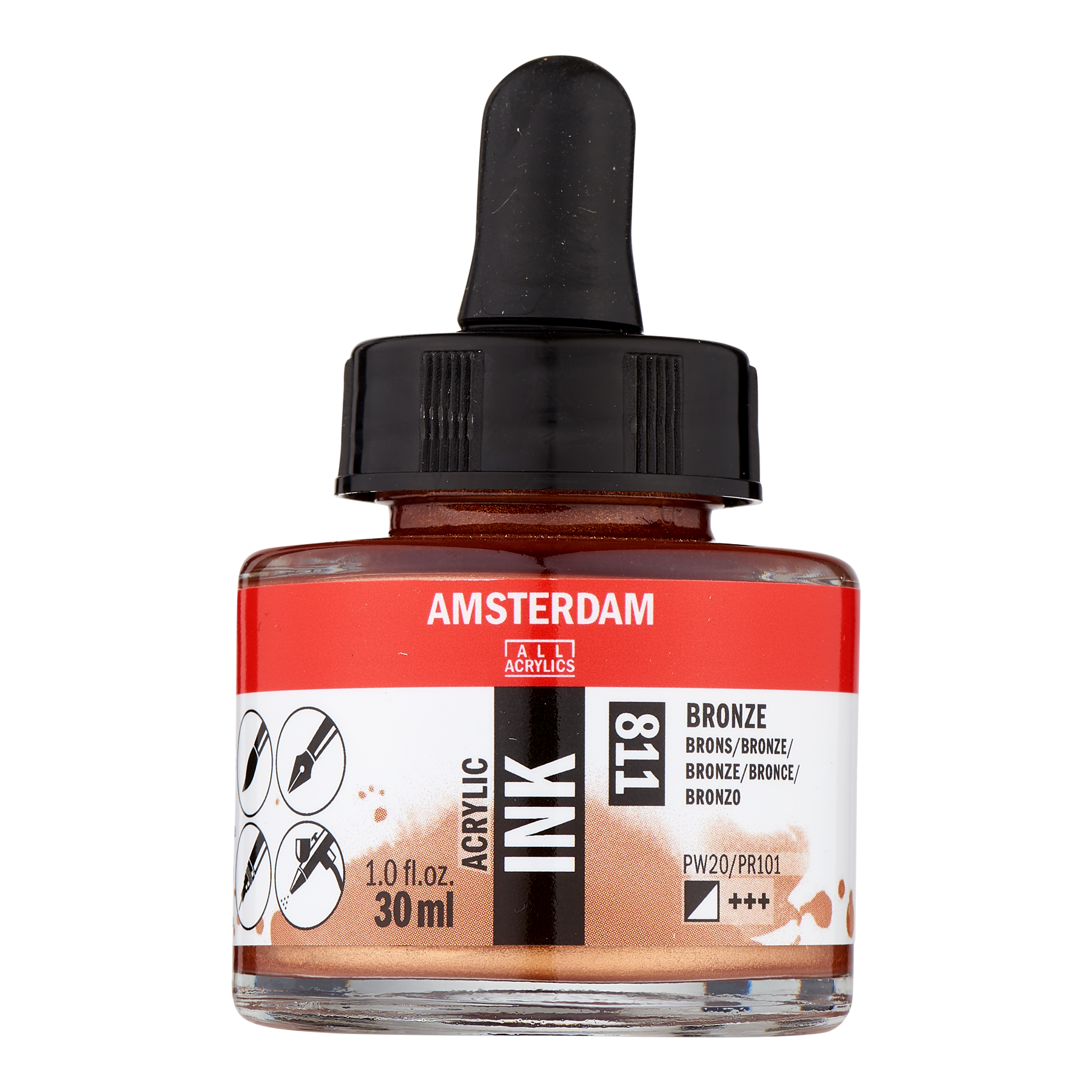 Amsterdam Acrylinkt Fles 30 ml Brons 811