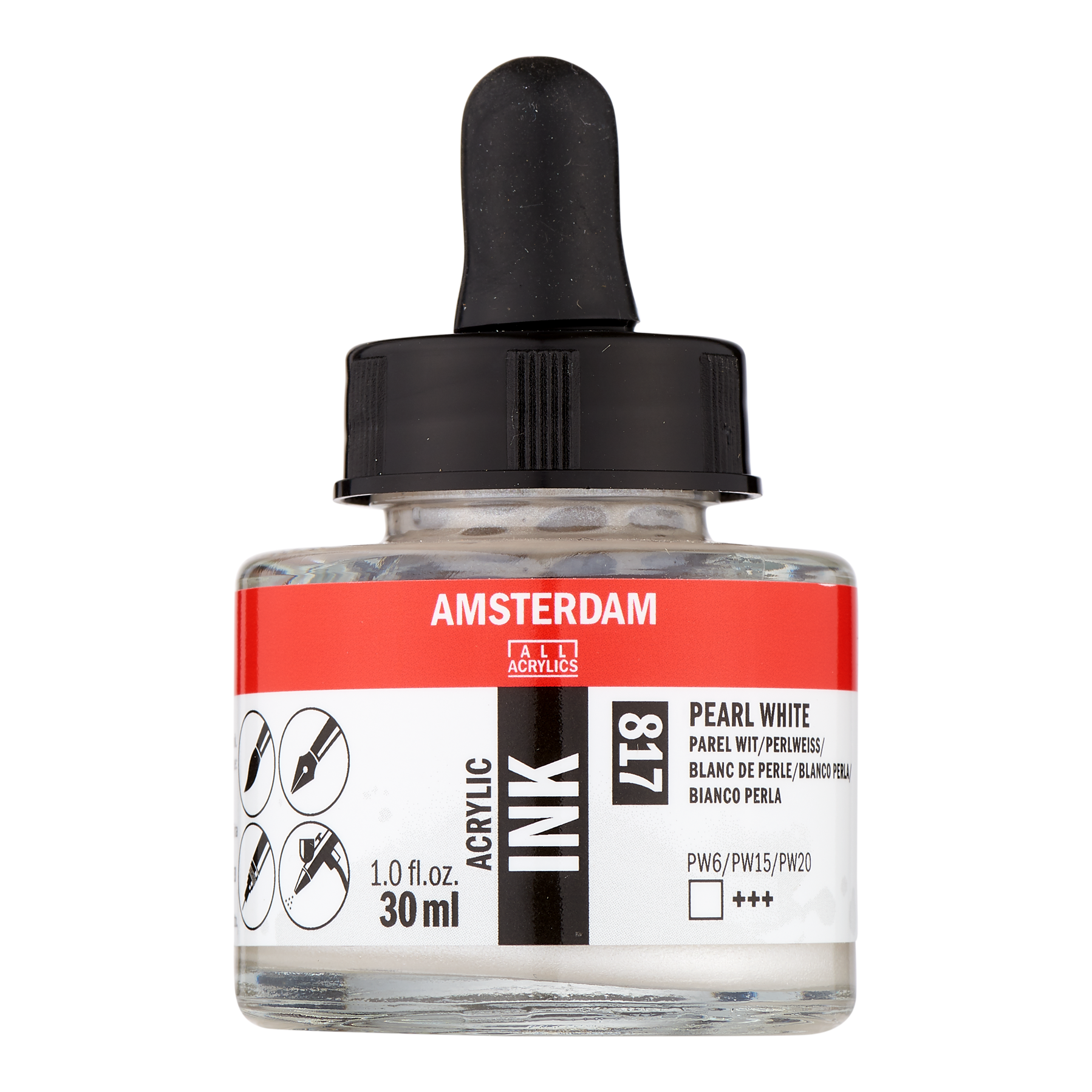 Amsterdam Acrylinkt Fles 30 ml Parelwit 817