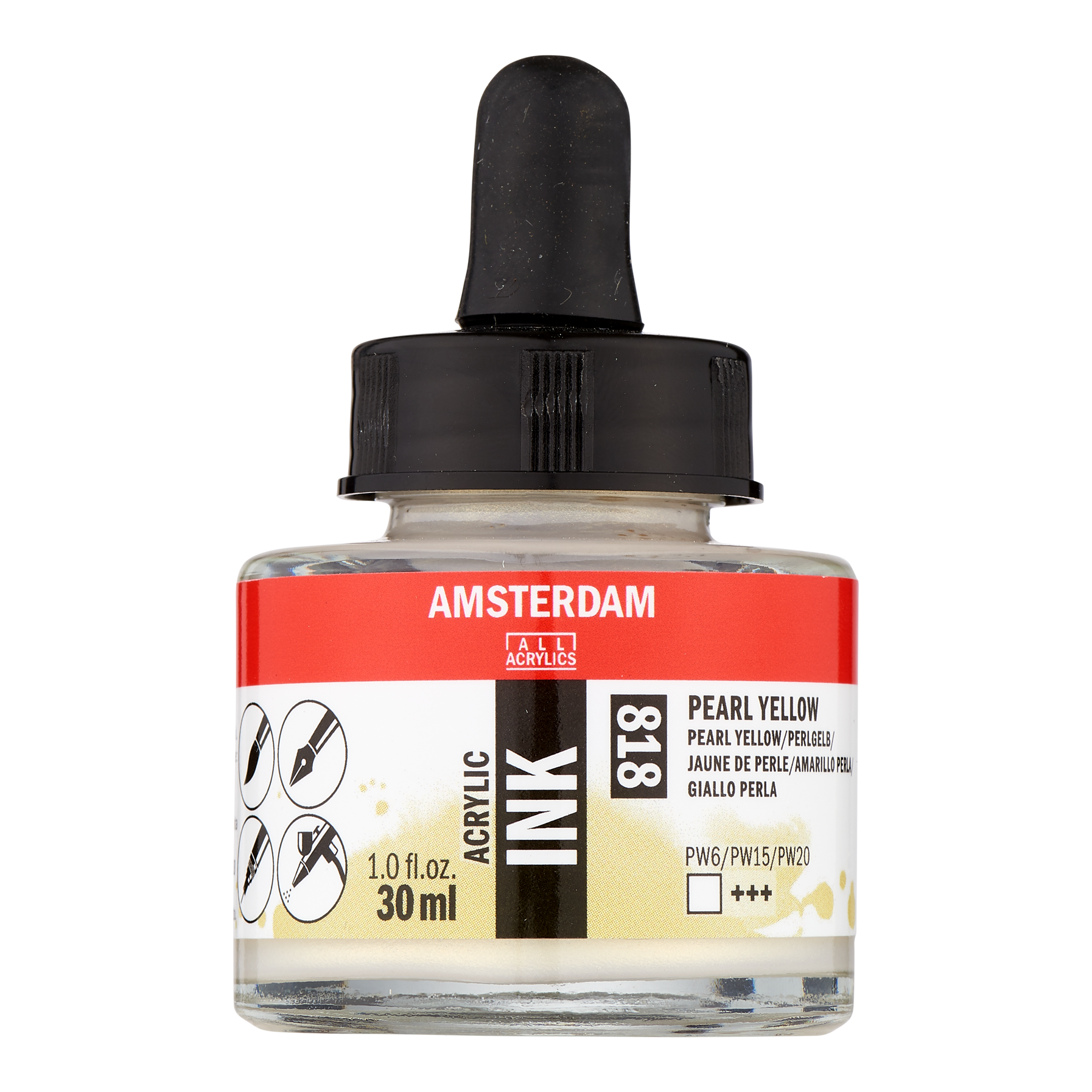Amsterdam Acrylinkt Fles 30 ml Parelgeel 818