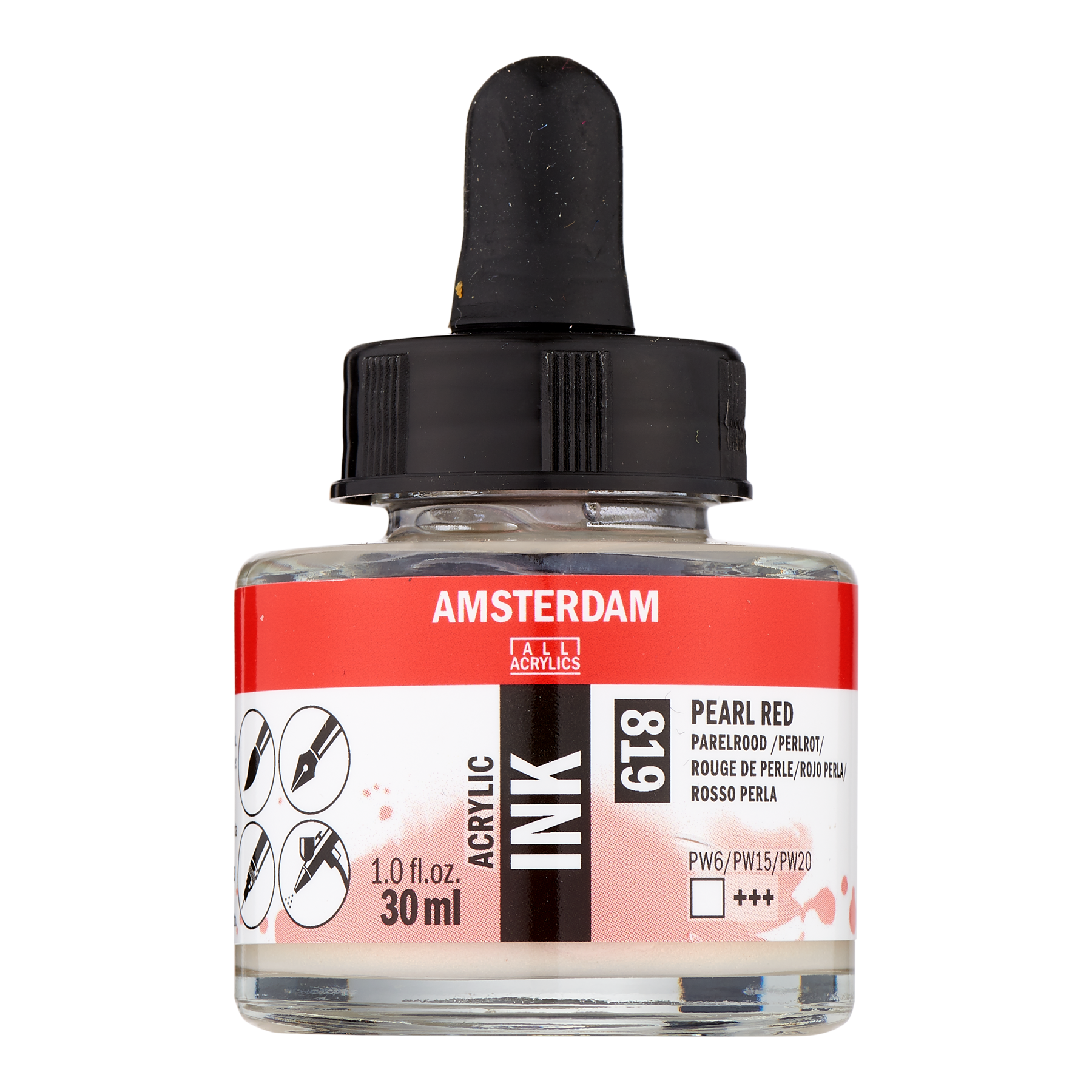 Amsterdam Acrylinkt Fles 30 ml Parelrood 819