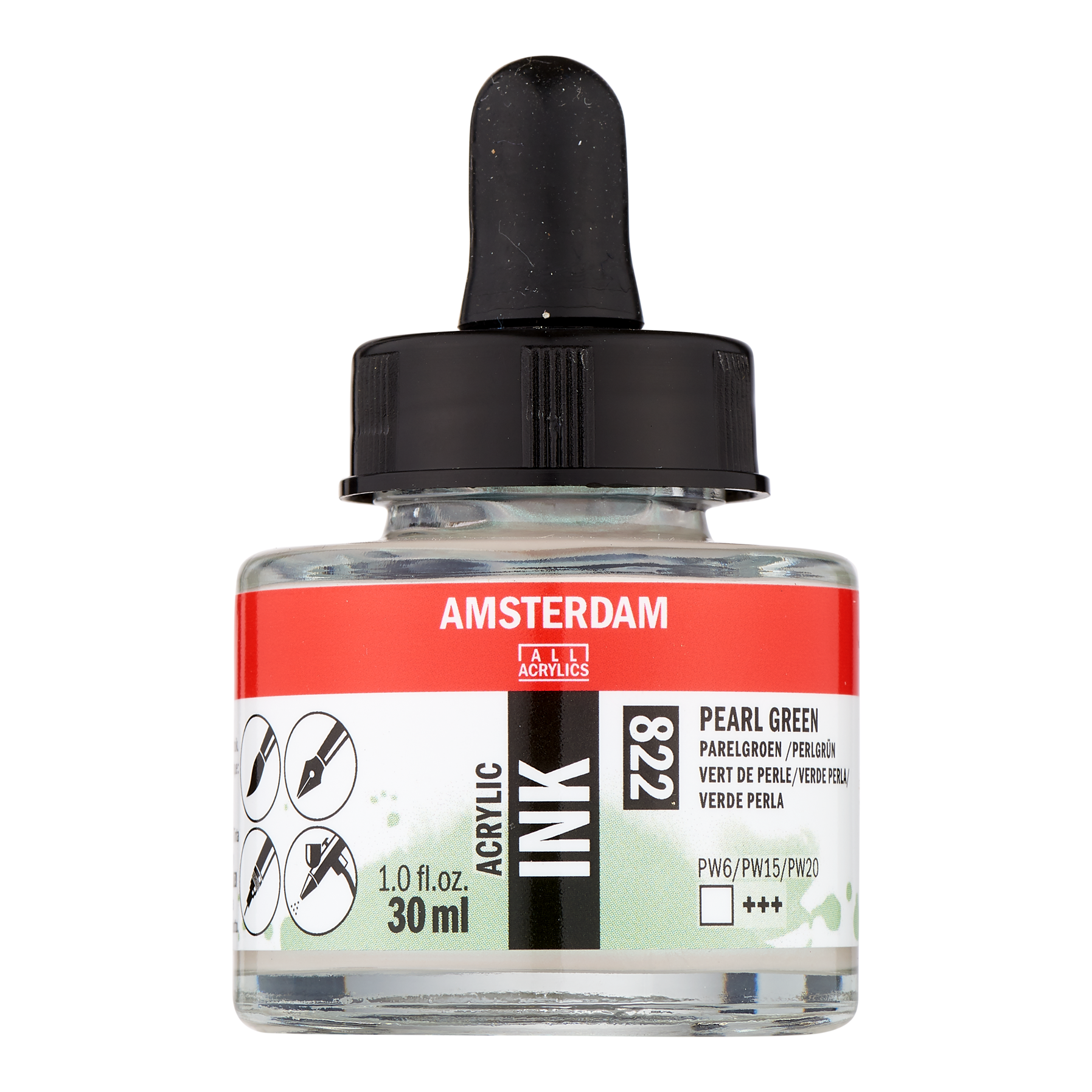 Amsterdam Acrylinkt Fles 30 ml Parelgroen 822