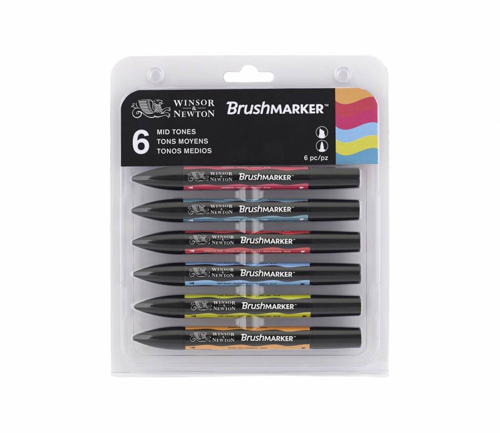 Brushmarker Set 6 Stuks Mid Tones