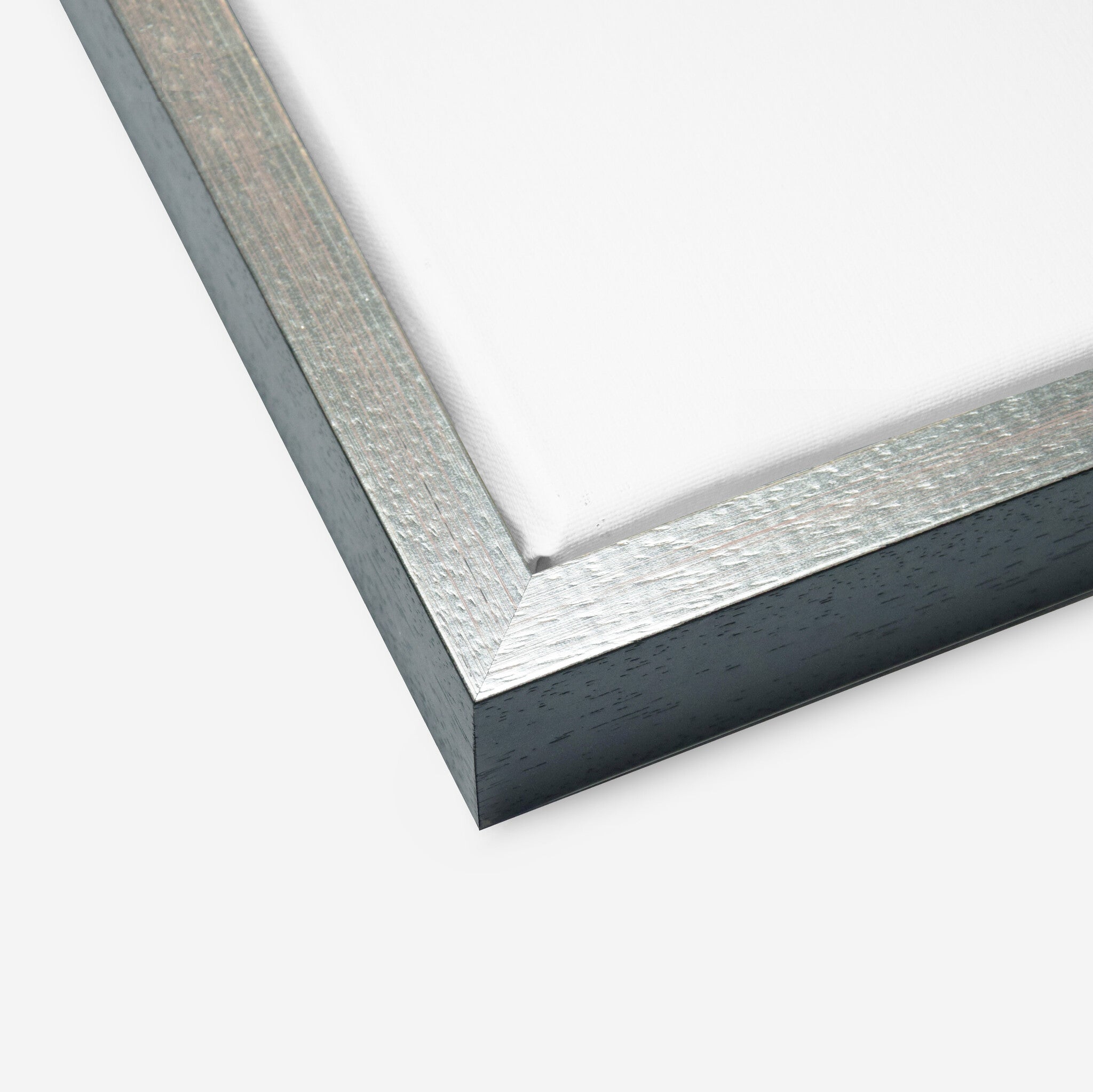 Canvas box frame wide satin black top silver