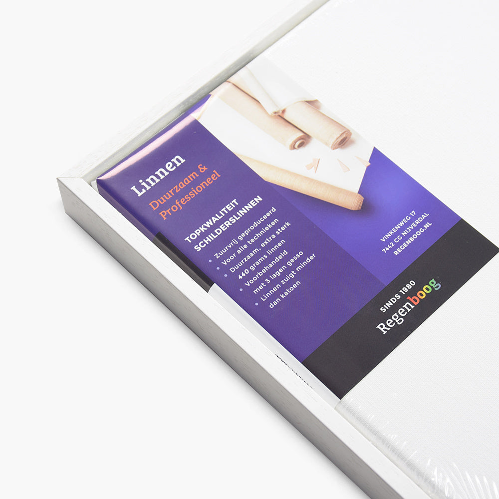 Satin white frame + linen canvas combo deal