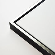 Canvas box frame white satin black top silver