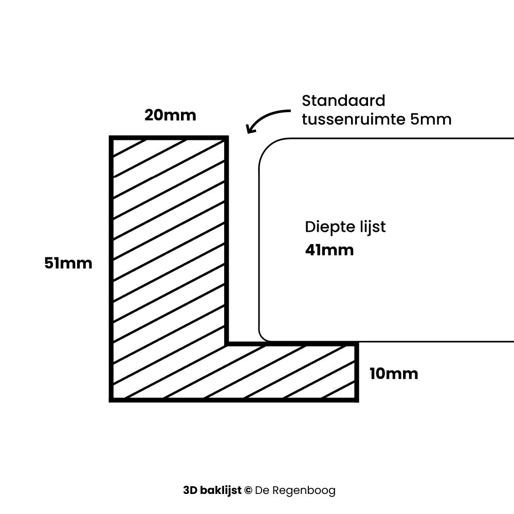 Baklijst 3D blank ongelakt