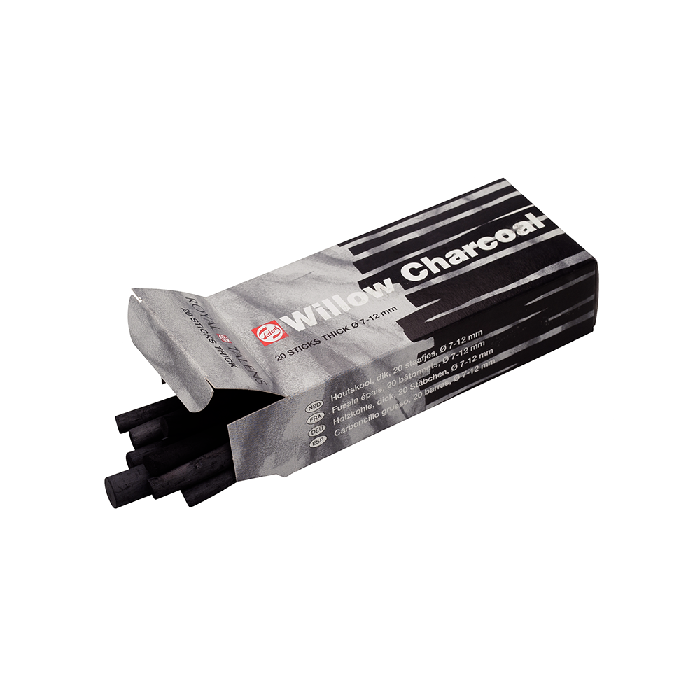 Houtskool doos willow 20 stuks 7-12mm dik