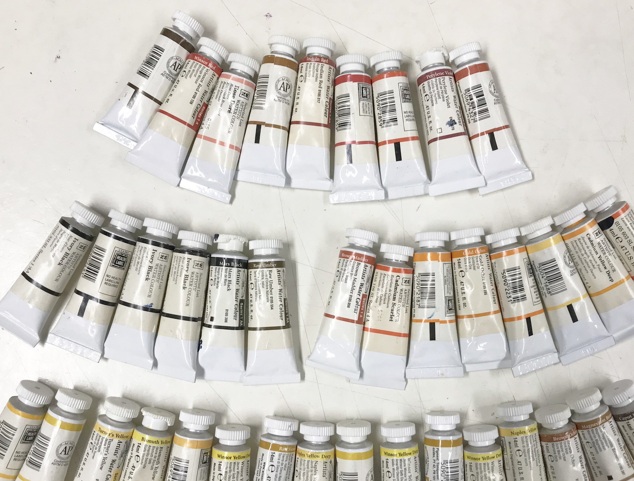 Clearance lot Winsor & Newton professional 14ml watercolour paint tubes - half