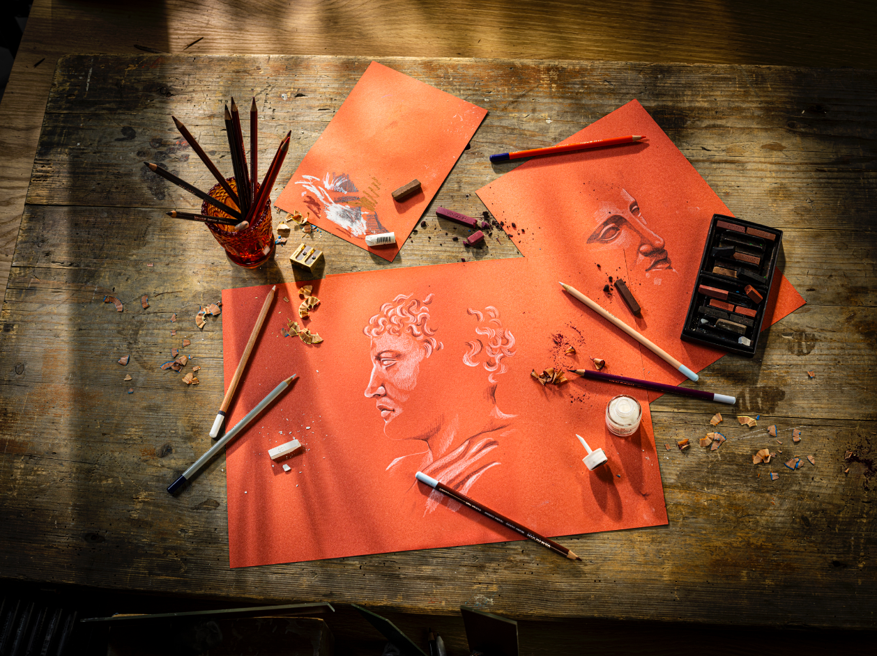 Toned papier tekenblok 180gr 50 vellen Sanguine Red