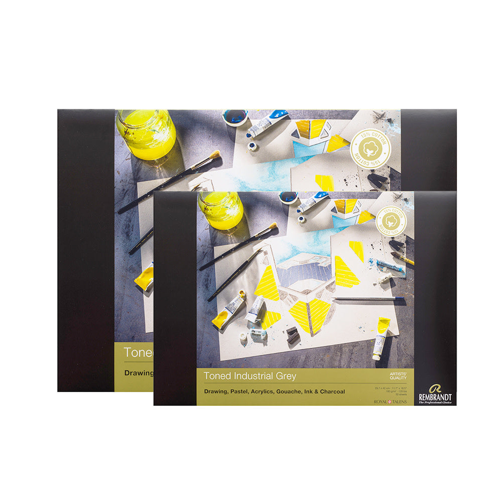 Toned papier tekenblok 180gr 50 vellen Industrial Grey